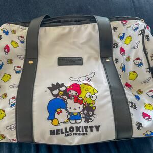 Hello Kitty and Friends White Multicolor Duffle Bag Travel Overnight Cute Bag